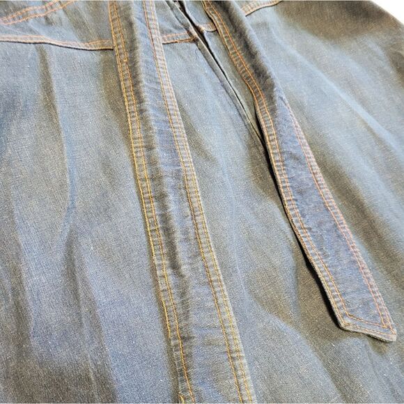 Vintage 60s/70s era Genuine French Vintage Denim Ruffle Dress Size Small - Picture 11 of 12
